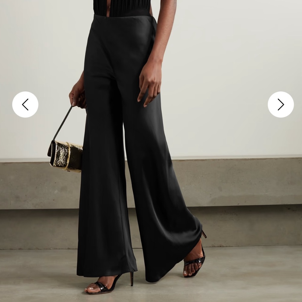 Norma Kamali Bias Elephant Pant in Crepe Black Satin